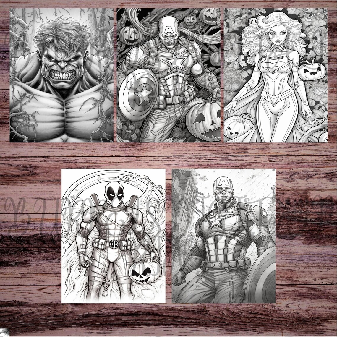 25 Superhero Halloween Coloring Pages, Greyscale, Light and Dark