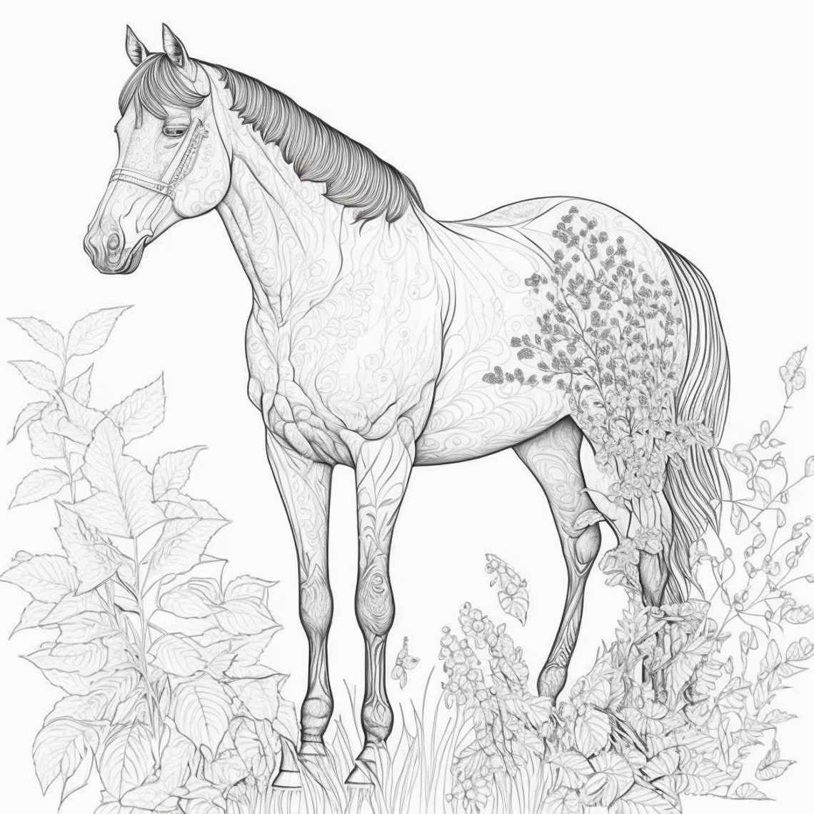 Equine Elegance: 20 Realistic and Intricate Horse Coloring Pages for ...