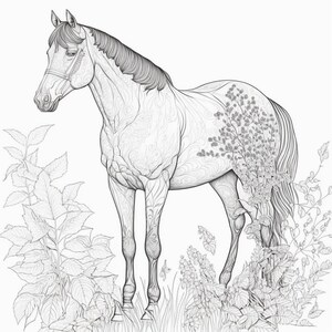 Equine Elegance: 20 Realistic and Intricate Horse Coloring Pages for