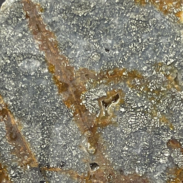 249 - Marcasite in Agate Slab, Unpolished 3.6 oz (104 g) | Rough, Unfinished "Fire Stone" Lapidary Slice | Raw Gemstone