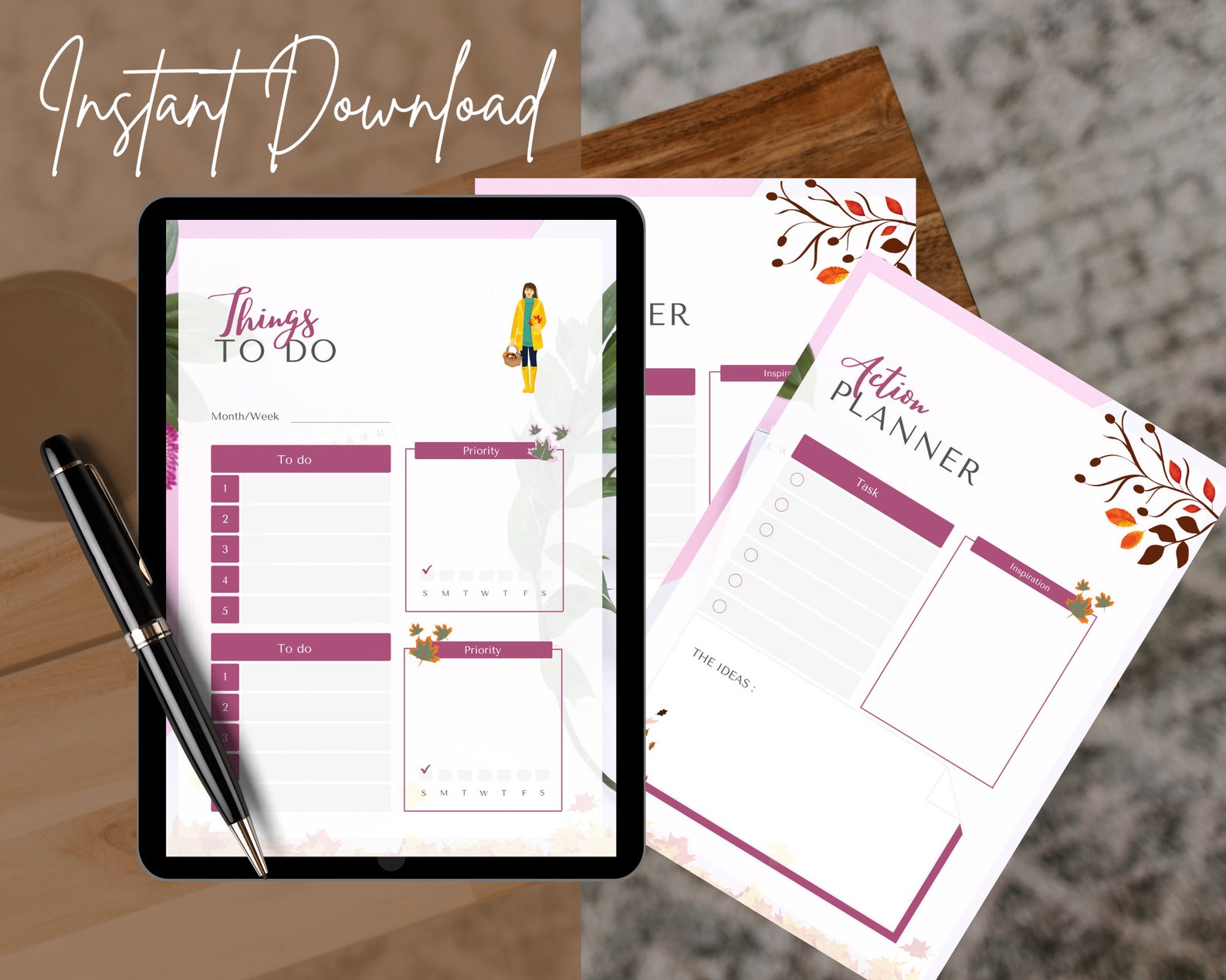 Printable Feminine Daily Planner, Feminine Daily Planner, Floral ...