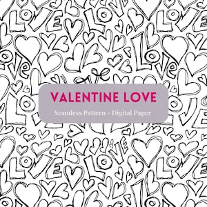 Valentines Seamless Pattern, Love Seamless Pattern, Love Word Design, Seamless Pattern for valentines day, Black Seamless Pattern