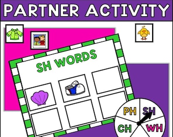 Consonant Digraph Spin and Cover Activity and Letter Sounds Game