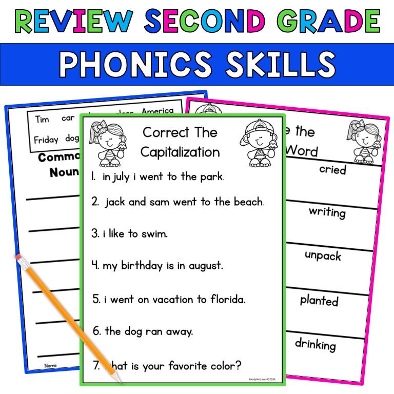 Second Grade Summer Math and Phonics Review Packet Summer School ...