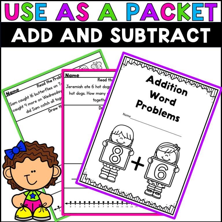 Addition and Subtraction Word Problems Worksheets Within 20 Story ...