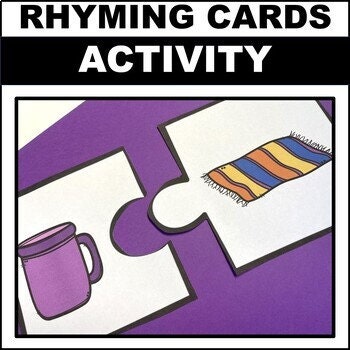 Rhyming Words Picture Cards Matching Activity for Preschool ...