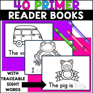 Pre-Primer Sight Word Books CVC Words Emergent Reader Books Kindergarten