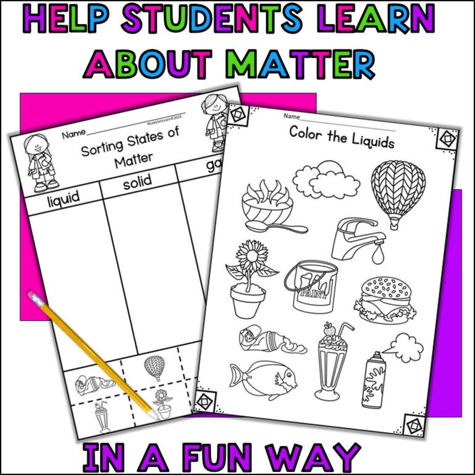 States of Matter Worksheets and Activities Solid Liquid and Gas - Etsy
