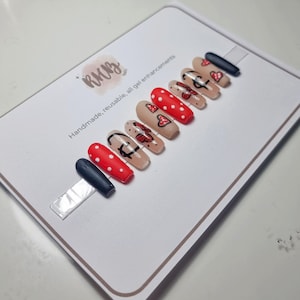 Uñas postizas personalizadas de Minnie / Inspiradas / Uñas Disney / Minnie Mouse
