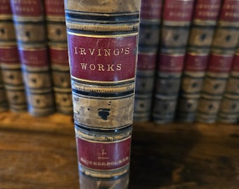 1850's Washington Irving Leather Bound Collection 15 volume set
