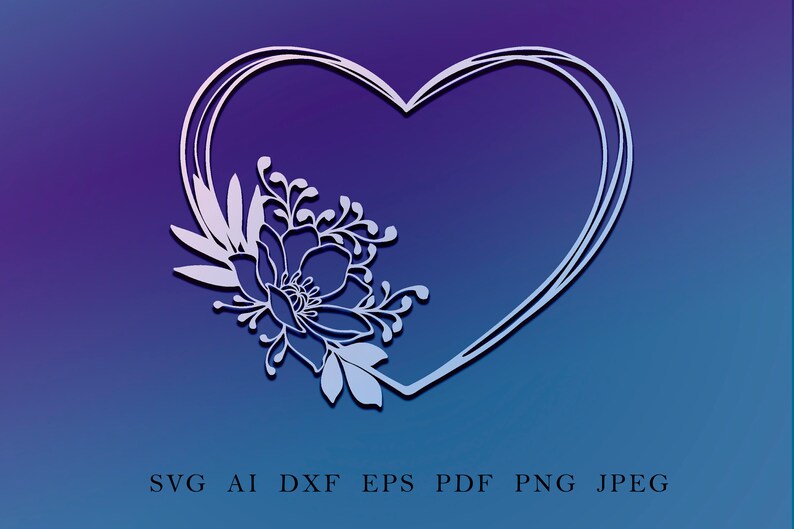 Heart Frame With Magnolia Flower, DXF, PNG, Cut File, Floral Wreath SVG ...