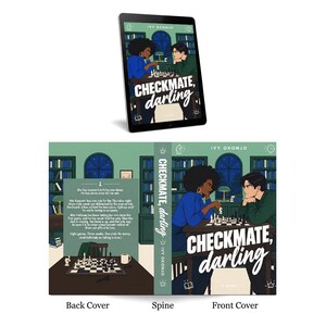 Premade Book Cover Design Contemporary Romance, Illustrated Enemies to Lovers Chess Theme Ebook & Printable 6x9 Cover, Rom-Com Cover Art