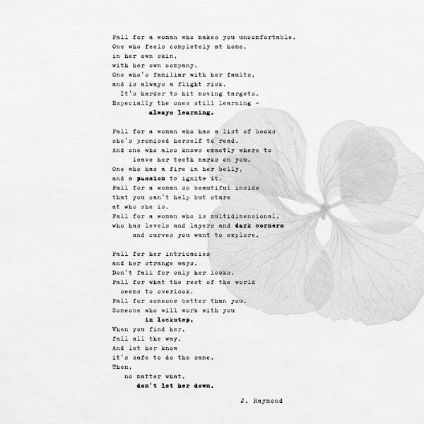 Don't Let Her Down - Original Poetry Print