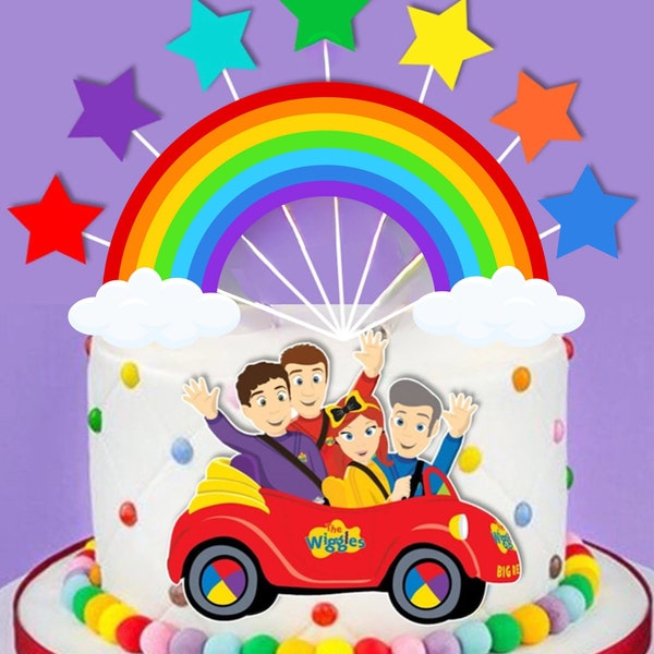 Wiggles Printable Cake Topper Table Centrepieces Digital Download Car Rainbow Stars Print Yourself