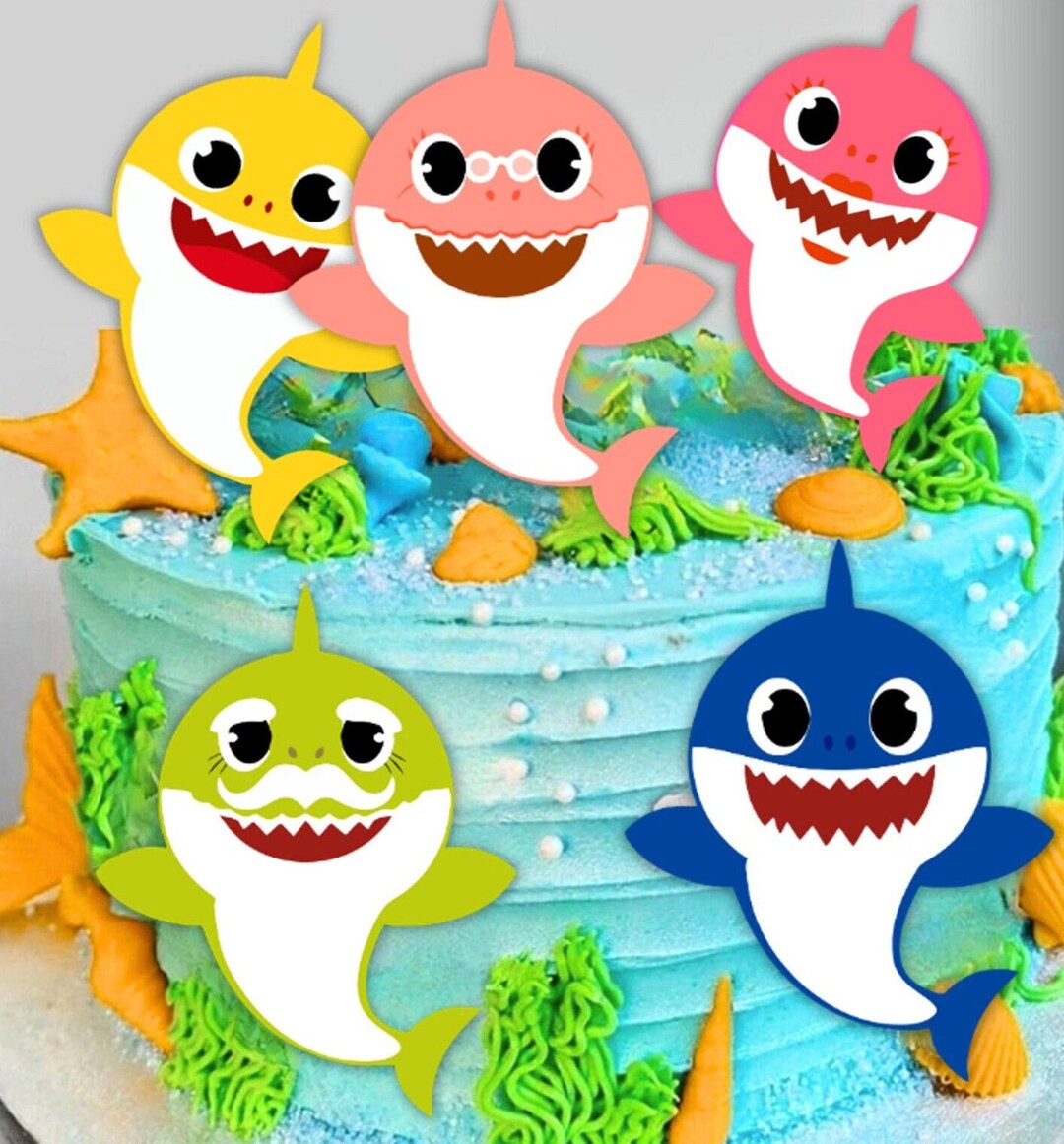 Baby Sharks Digital Download Cake Toppers 9cms Print Yourself Birthday ...