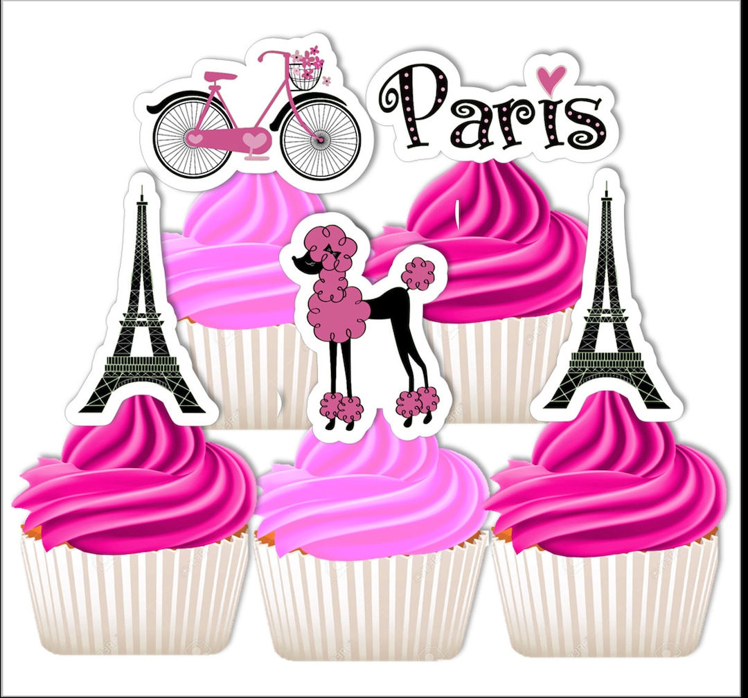 Paris Cupcake Toppers Cut Out Edible Wafer Cupcake Toppers Decorations