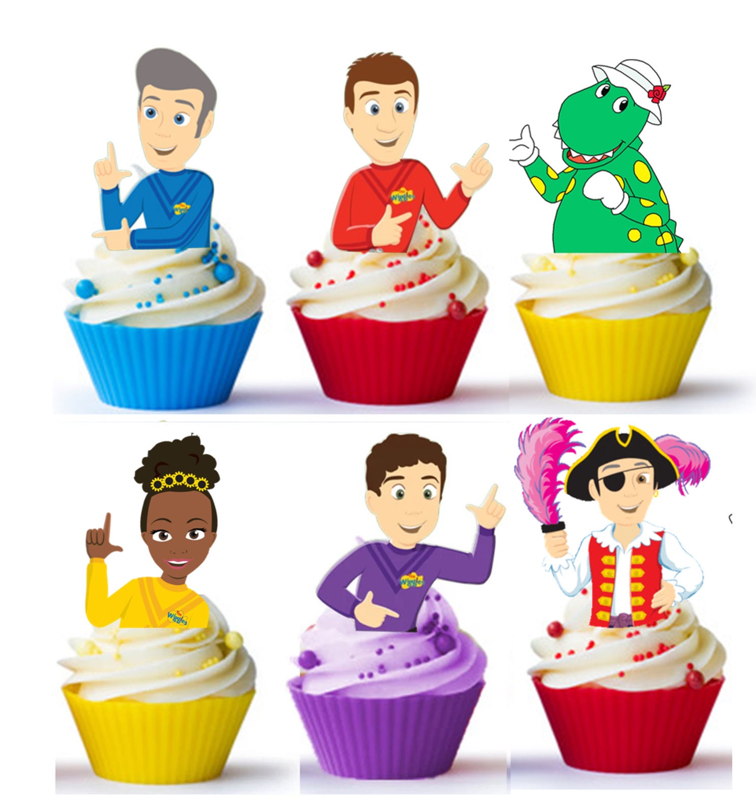 Wiggles Cupcake Toppers 12x Edible Wafer Cupcake Decorations Etsy Australia