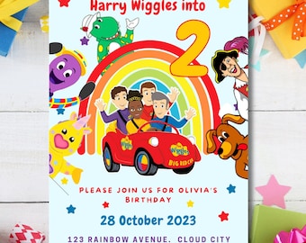 Wiggles Printable Invitation Digital Download Edit and Print Yourself Party Invite