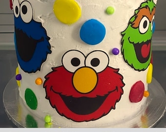 Elmo x3 edible icing cake toppers elmo oscar cookie Sesame Street birthday cake decoration cut out #307