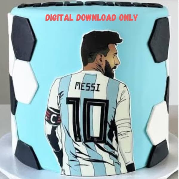 Herunterladbare digitale Messi Fußball Cake Topper Bild zum Drucken selbst Verschiedene Größen enthalten