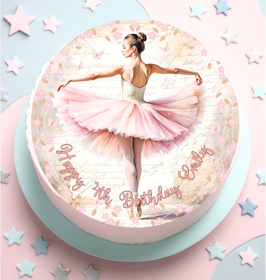 Printable Ballerina Circle Cake Topper Personalized Download Edit and ...