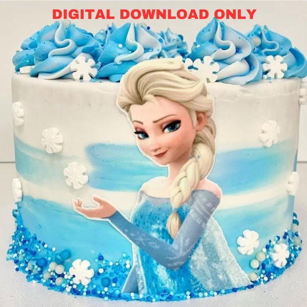 Downloadable Digital Frozen Elsa Cake Topper Image for Printing Yourself Various Sizes Included Suitable as a Table Centrepiece