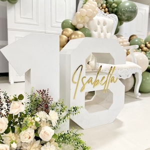 Nombre signo acrílico, decoración de fiesta de cumpleaños dulce 16
