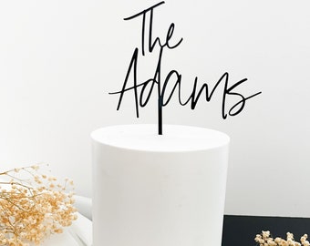 Personalized Wedding Cake Topper / Custom Script Cake Topper for Wedding and Anniversary / Customizable Cake Topper / Gold Silver