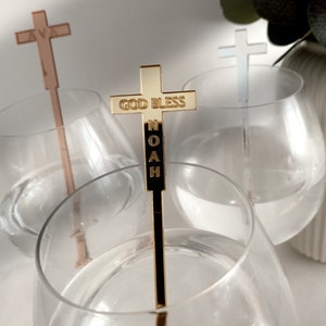 Personalisierte Trinkrührer Taufe, Heilige Kommunion / Spiegelacryl / Gold / Roségold / Silber / Feier / Taufe / Taufe