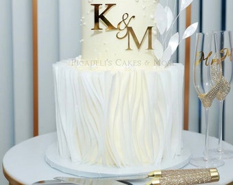 Wedding Initial Fancy Cake Charm | Engagement | Custom | Personalized Acrylic Cake Charm | Anniversary | Bespokeg