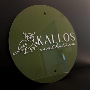 Round Business Logo Sign, 3D Door Wall Sign, Custom Logo Acrylic Business Signage, Office Storefront, Wall Hanging Business Office