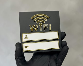 Luxe wifi-bord van acryl | Aangepast wifi-wachtwoordbord | Gouden acryl tafeldecoratie | Wifi-display voor gasten | Zakelijk of Airbnb-bord