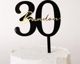 30歳の誕生日ケーキトッパー、30歳のケーキトッパー、30歳のケーキのアイデア、ゴールド、ハッピー30歳、アクリルケーキトッパー、30歳のカスタム年齢、こんにちは30