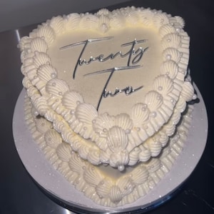 Acrylic Cake Topper for Vintage Heart Cake | Heart Shaped Cake Topper | Birthday Cake Charm Script | Vintage Charm | Engagement