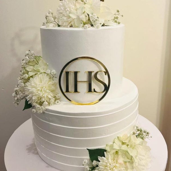 IHS - First Holy Communion Cake Topper Gold