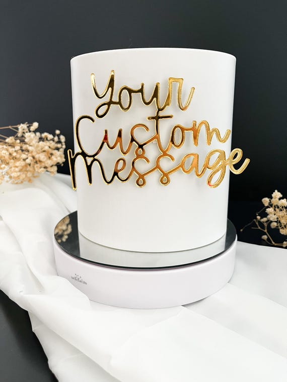 Custom Cake Topper with Your Text / Personalised Party Decor / Birthday Anniversary Far Away Christmas Graduation Wedding Engagement