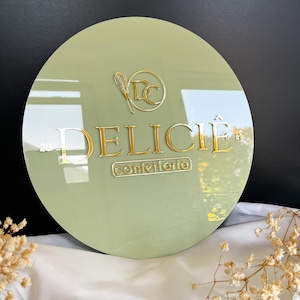Round Business Logo Sign, 3D Door Wall Sign, Custom Logo Acrylic Business Signage, Office Storefront, Wall Hanging Business Office