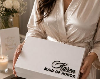 Luxuriöse, personalisierte Geschenkbox für die Trauzeugin | Individuell gestaltbare magnetische Heiratsantragsbox | Willst du meine Trauzeugin sein? | Erinnerungsbox für die Hochzeit | Brautgeschenk