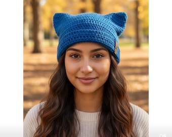 Cat Hat-Handcrafted Crochet-AVAILABLE in a VARIETY of COLORS