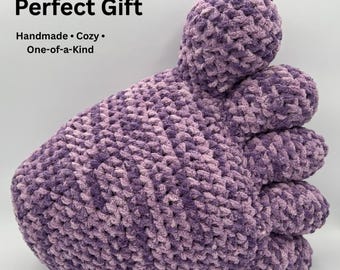 Crochet Foot Pillow | Plush Chenille Cushion | Cozy Home Decor | Handmade Lumbar Support Pillow | Soft Chunky Pillow