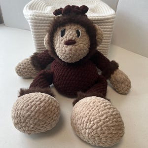 Monkey Plushie with fur Large Crochet