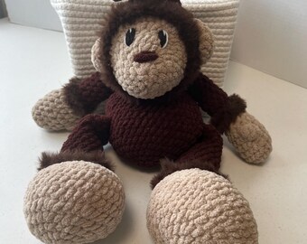 Monkey Plushie with fur Large Crochet