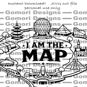 Mappa del parco EPCOT in formato SVG / Maglietta per le vacanze al parco a tema (download digitale)