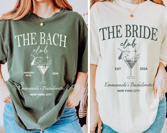 Comfort Colors Bride Club Koszulki Cocktail Bach Club Koszulka z niestandardową nazwą Koszulka Mocktail Social Club Bachelorette Party Tops Hen Party Tees