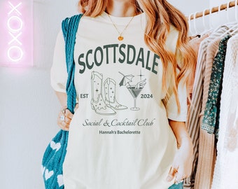 Bachelorette Social Club Shirt Scottsdale Bach Party Tops Cowgirl Boots Cocktail Custom TShirts Social Club Luxury Western Bridal Tees