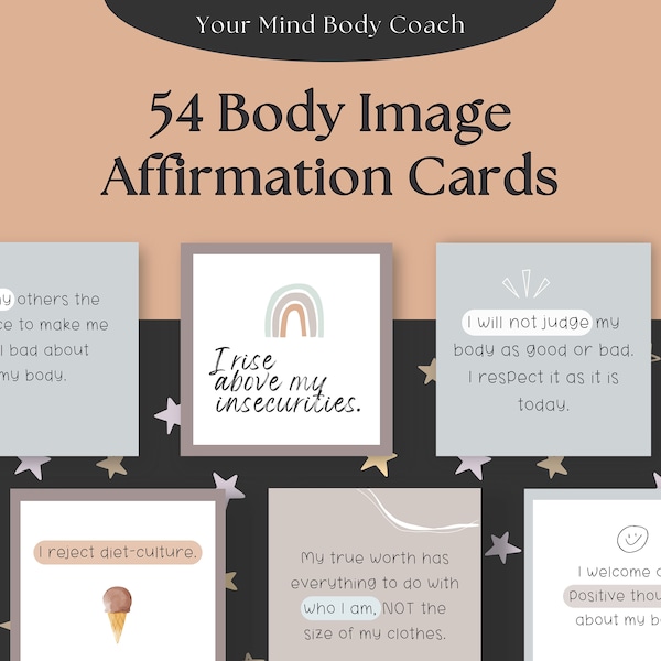 54 Body Positive Affirmation Cards Body Neutrality Quotes Body Image Affirmations Ed Recovery Art Eating Disorder Card Deck Printable