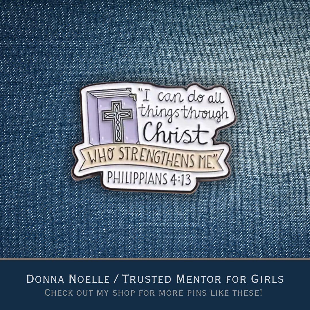 Philippians 4:13 I Can Do All Things Through Christ Enamel Pin Emotional Support Gift for Christian Faith Over Fear Motivational Badge
