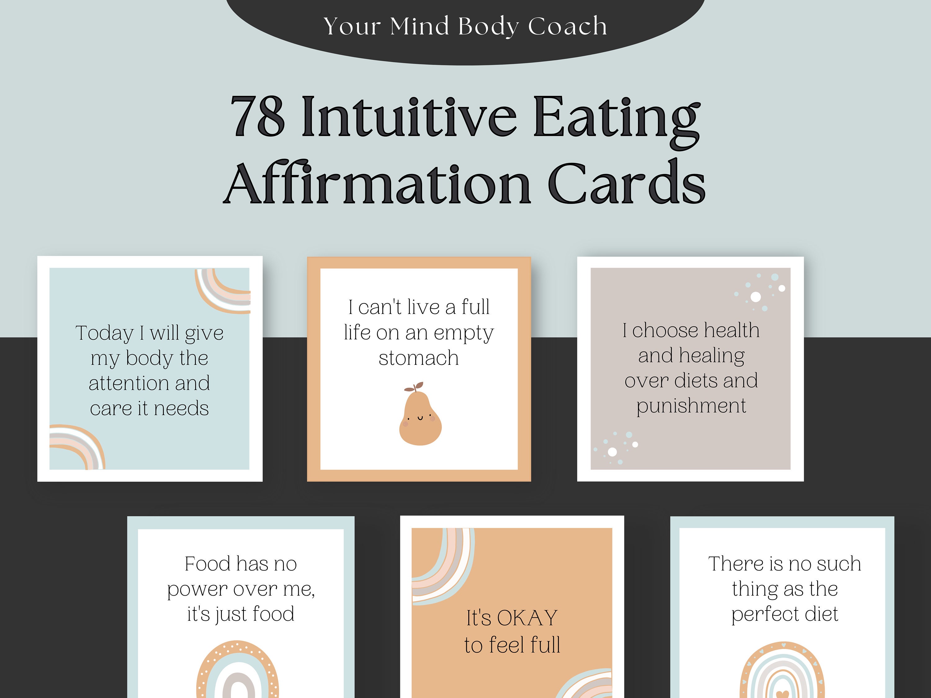 Intuitive Eating Affirmation Cards Ed Recovery Anti-diet Motivation ...