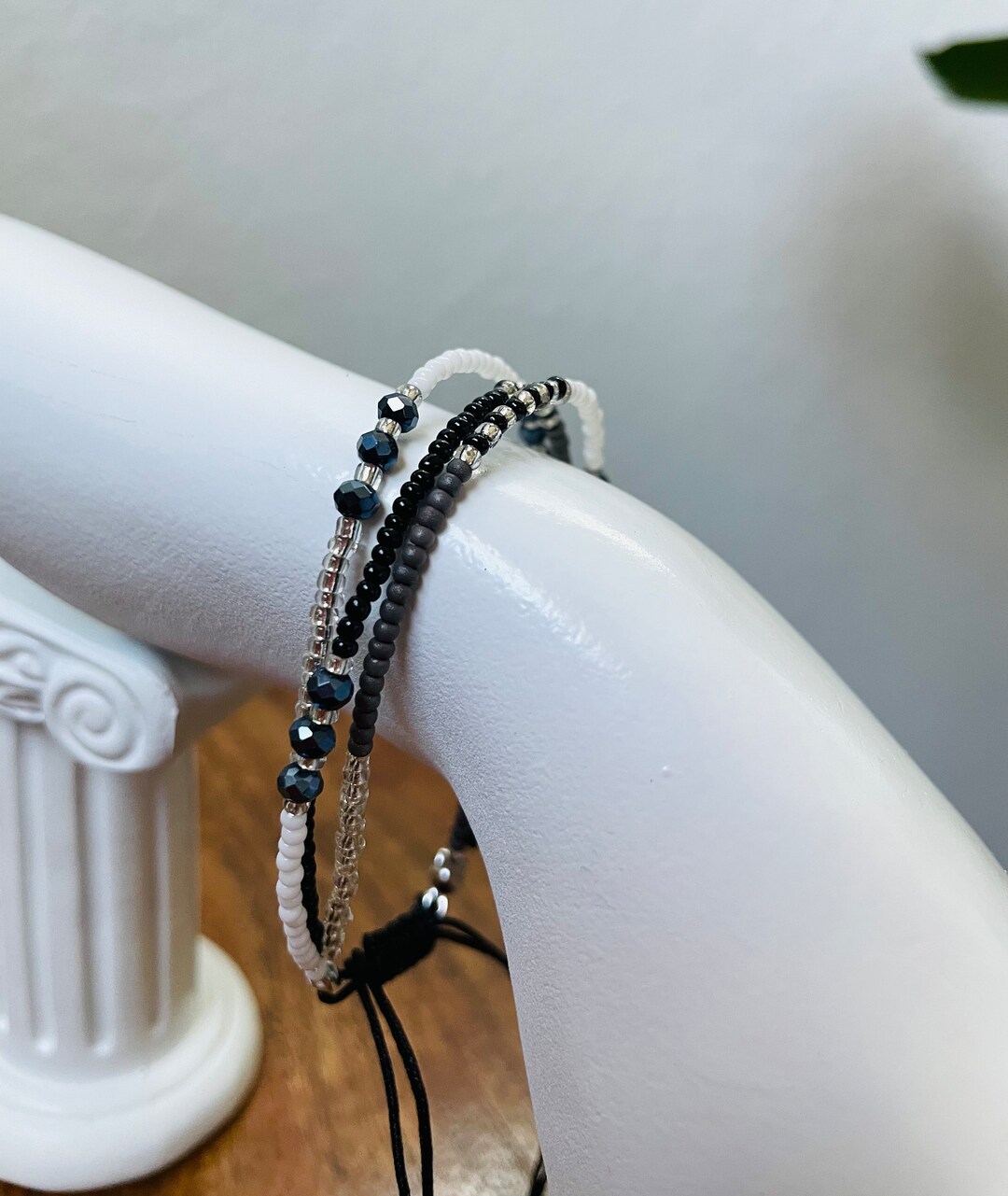 Boho Beaded Bracelet Black and White Bead Boho Bracelet, Boho Bead