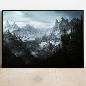 Skyrim Elder Spirals, Gaming Poster, Filmposter, Leinwanddruck, gerahmter Druck, Geschenk zum Abschluss